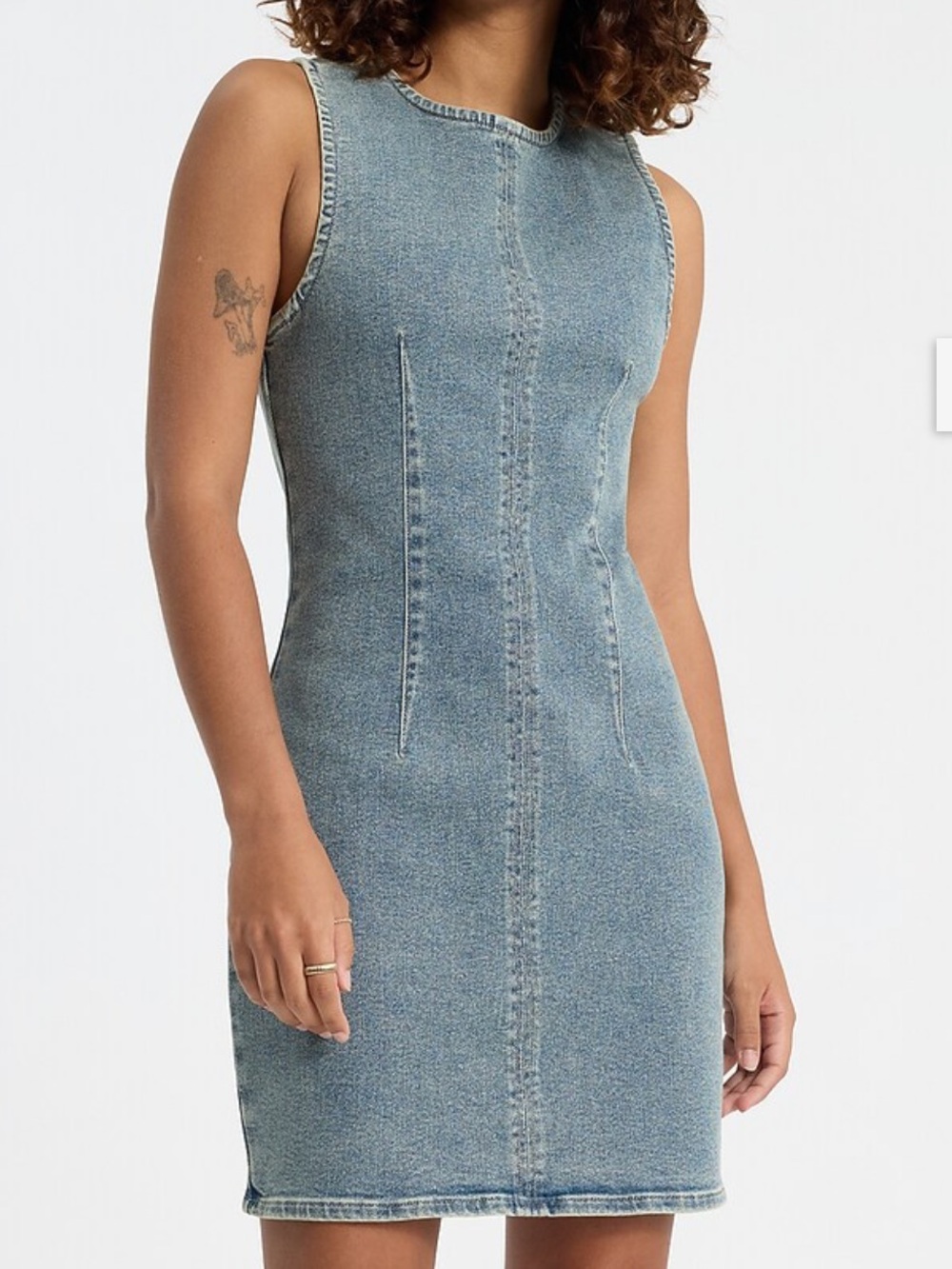 Express Denim Sleeveless Hyper Sculpt Mini Dress